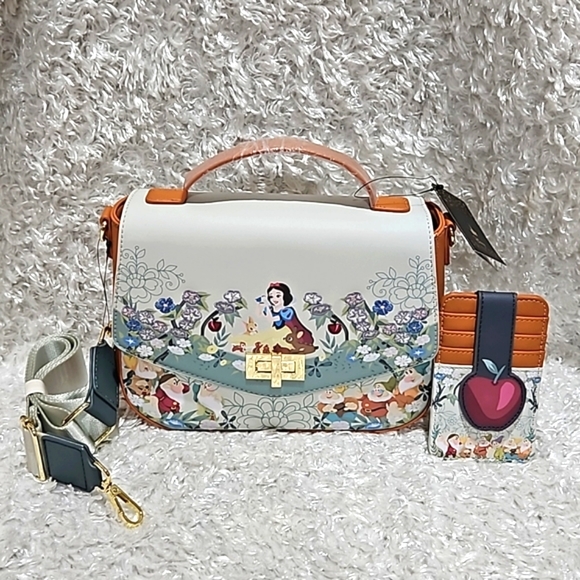 Loungefly Handbags - Loungefly Snow White and the Seven Dwarfs Handbag / Crossbody and Cardholder